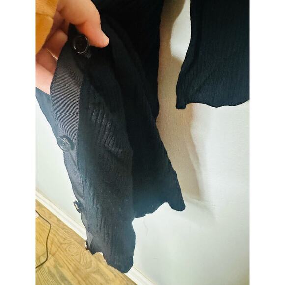 ADEAM Black Long Sleeve V-Neckline Hidden Button Front Shift Dress Size Large - Picture 7 of 8